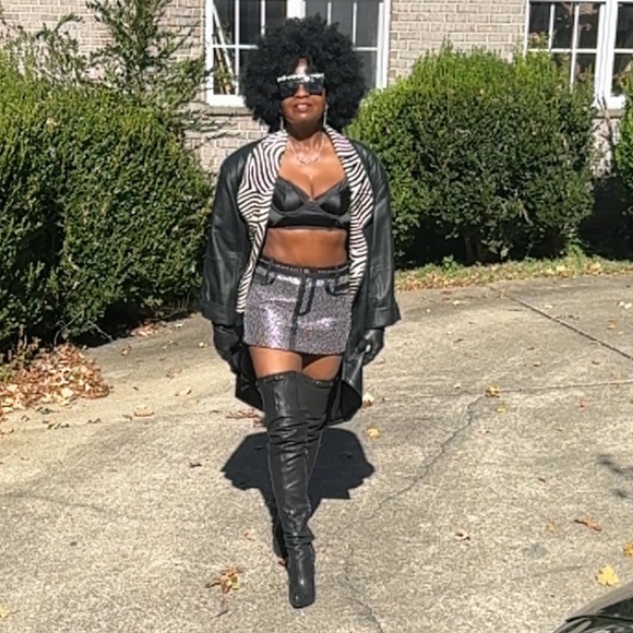 Rare Vtg 80’s Zebra trim Marc Buchanan Tannery West Black Leather Dramatic Coat - Picture 10 of 14